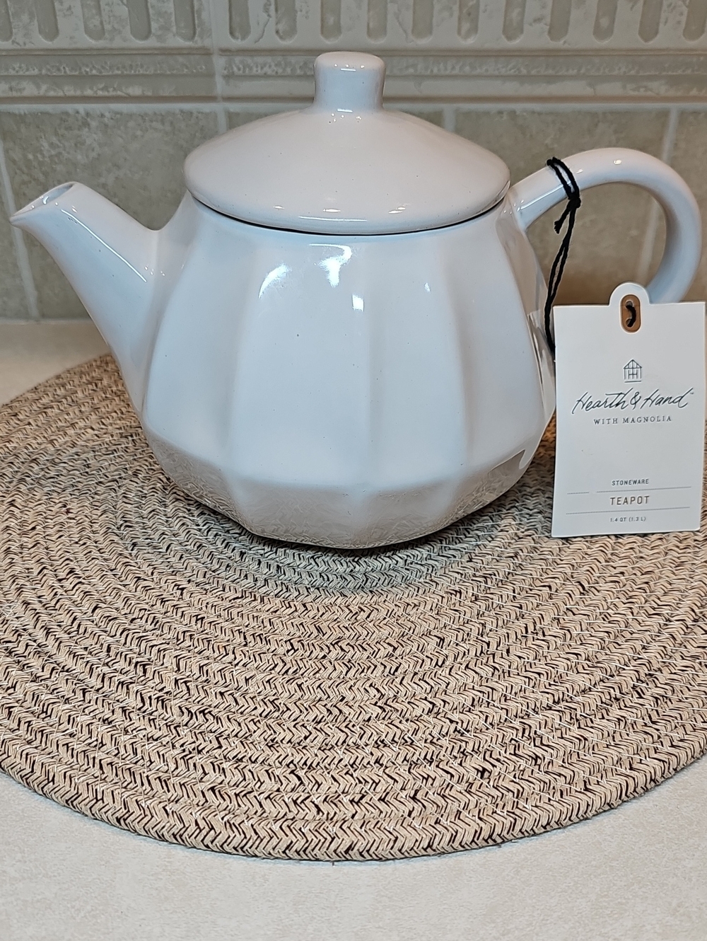 Hearth & Hand 44oz. Stoneware Teapot Sour Cream